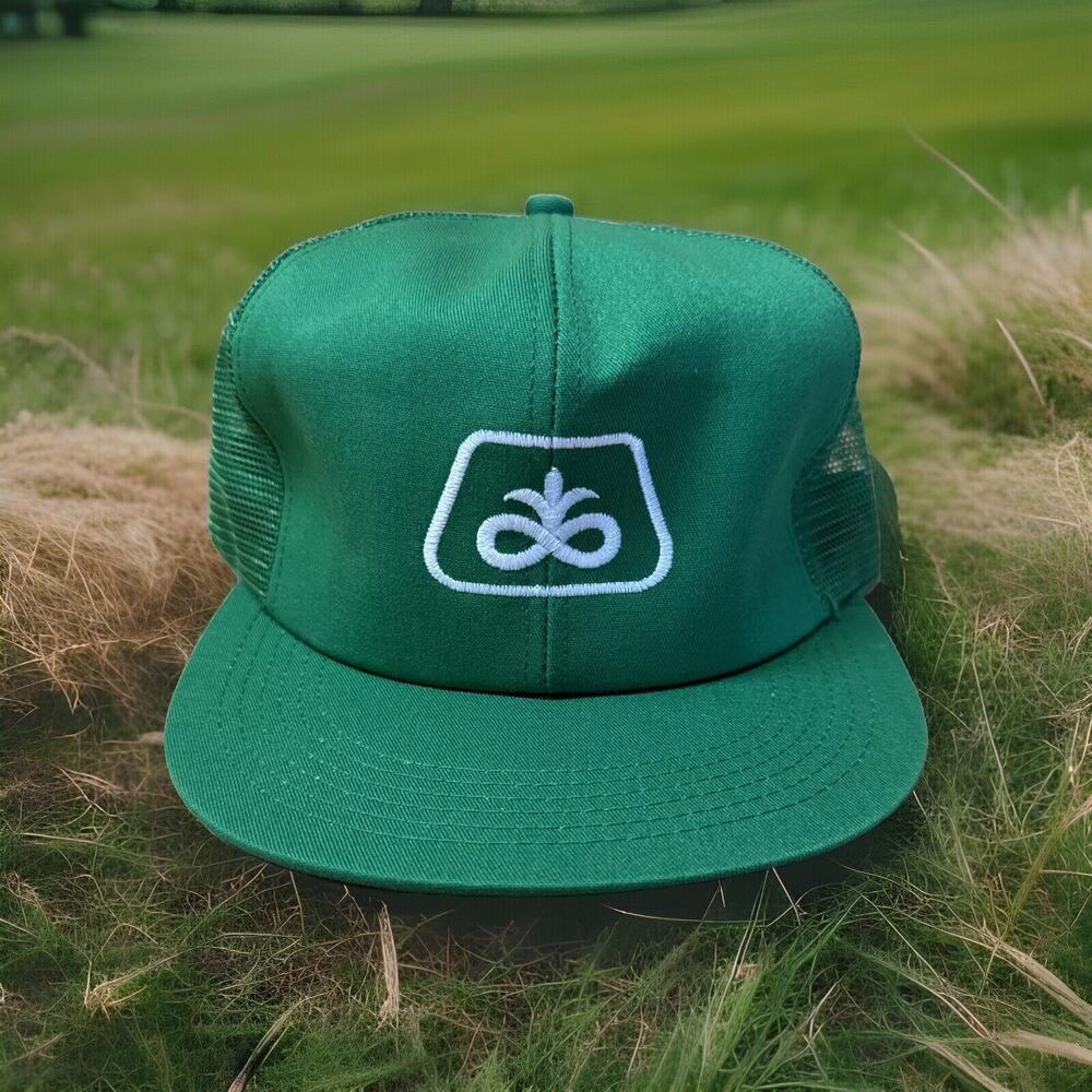 Vtg Snapback Mesh Trucker Hat K-Products Pioneer Seed Farmer Feed Made in USA